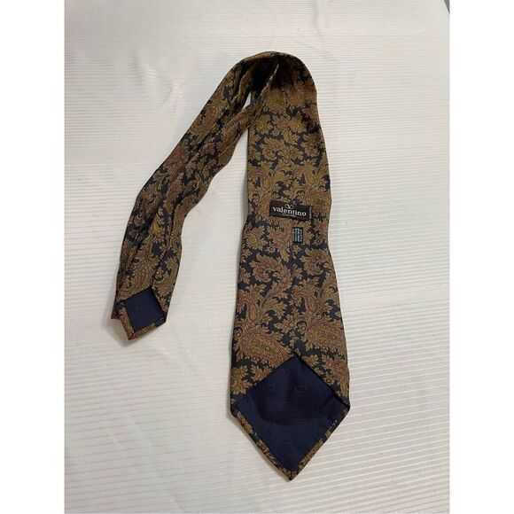 Valentino Brown Silk Tie Necktie - Picture 2 of 6